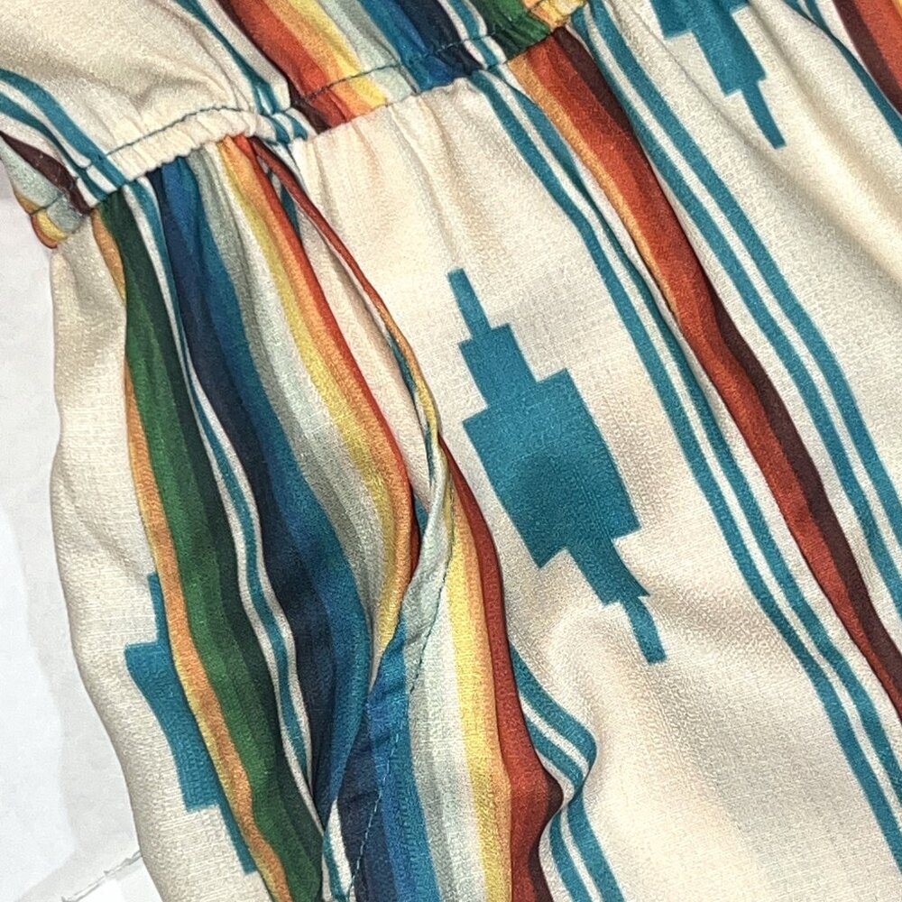 Lucky & Blessed Aztec Serape 1-Piece Jumpsuit Romper Sleeveless Striped Outfit S - Picture 6 of 10